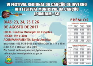 Read more about the article Inscrições abertas para o Festival da Canção de Ipumirim