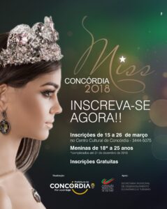 Read more about the article Inscrições para o Miss Concórdia 2018 começam dia 15