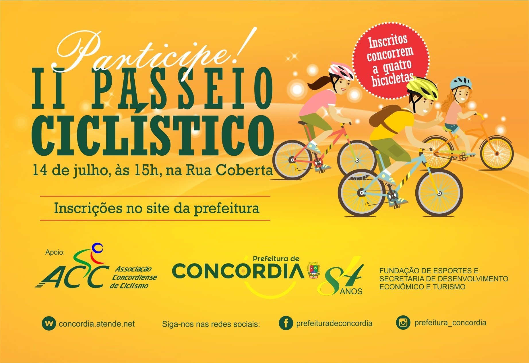 You are currently viewing Inscrições abertas para Passeio Ciclístico dos 84 anos de Concórdia