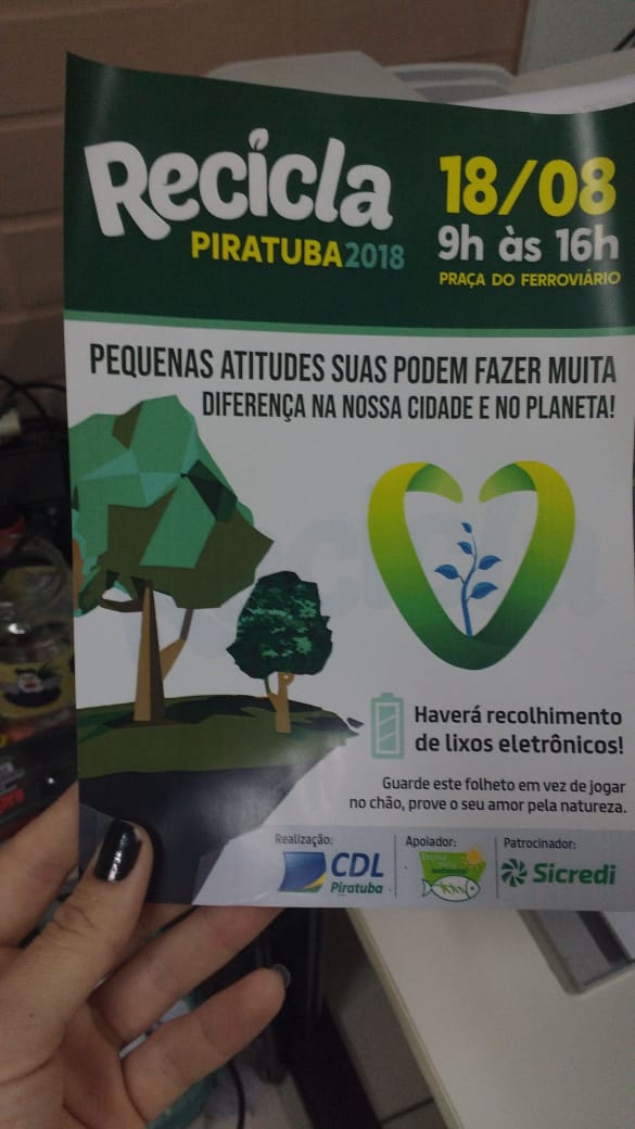 You are currently viewing Alunos da Escola Sócio Ambiental divulgam o “Recicla Piratuba 2018”