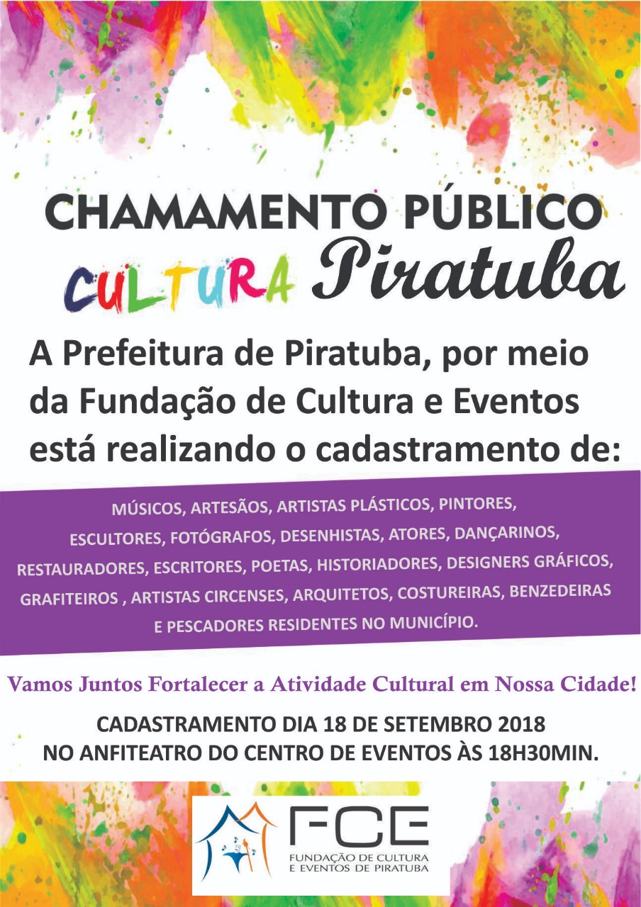 You are currently viewing Fundação de Cultura e Eventos de Piratuba realizará cadastro de profissionais