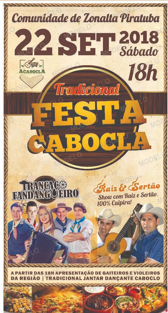 You are currently viewing Tradicional Festa Cabocla será no próximo sábado, dia 22, em Zonalta