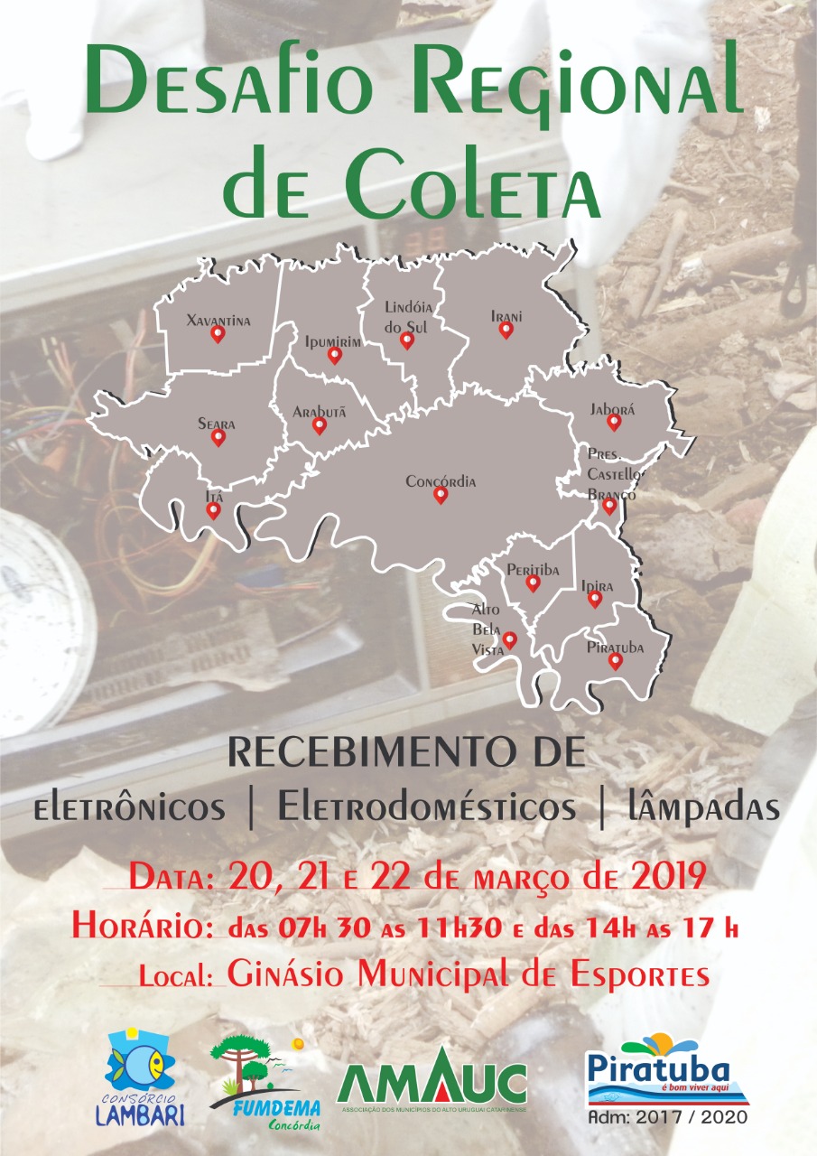 You are currently viewing Piratuba participa do Desafio Regional de Coleta de Resíduos Eletrônicos