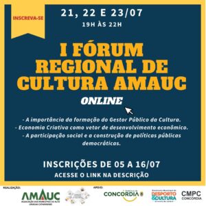 Read more about the article I Fórum Regional de Cultura da Região AMAUC – Inscreva-se