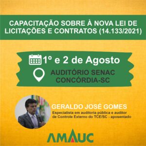 Read more about the article CAPACITAÇÃO SOBRE A LEI 14.133/2021 – Exclusivo servidores dos municípios da AMAUC