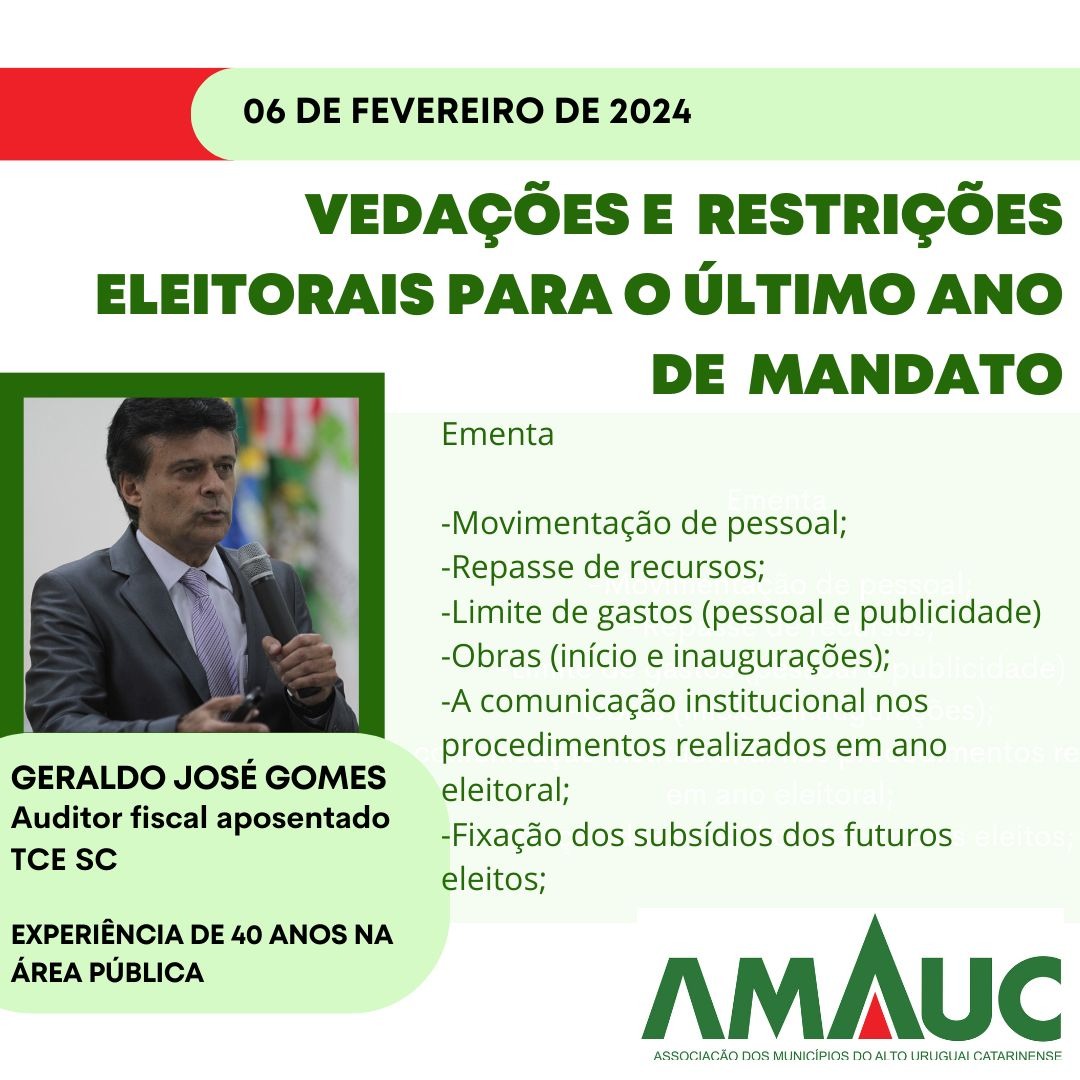You are currently viewing Amauc promove palestra sobre vedações e restrições em ano eleitoral – Inscrições abertas
